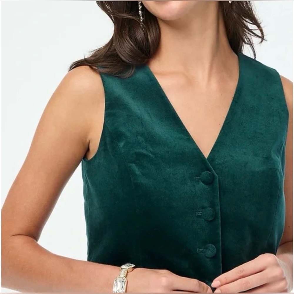 J. Crew Green Velvet Button Front women’s Vest